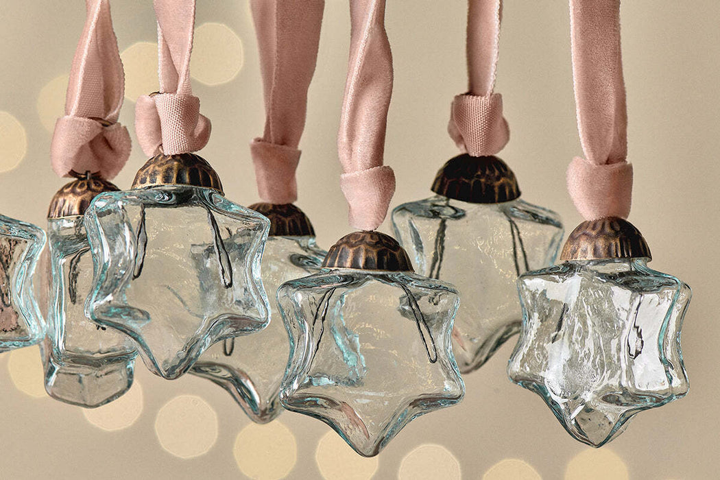Sardi Star Baubles Clear Set Of 12 Sb12Gb
