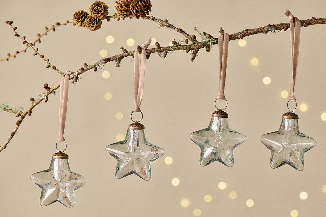 Sardi Star Baubles Clear Set Of 4
