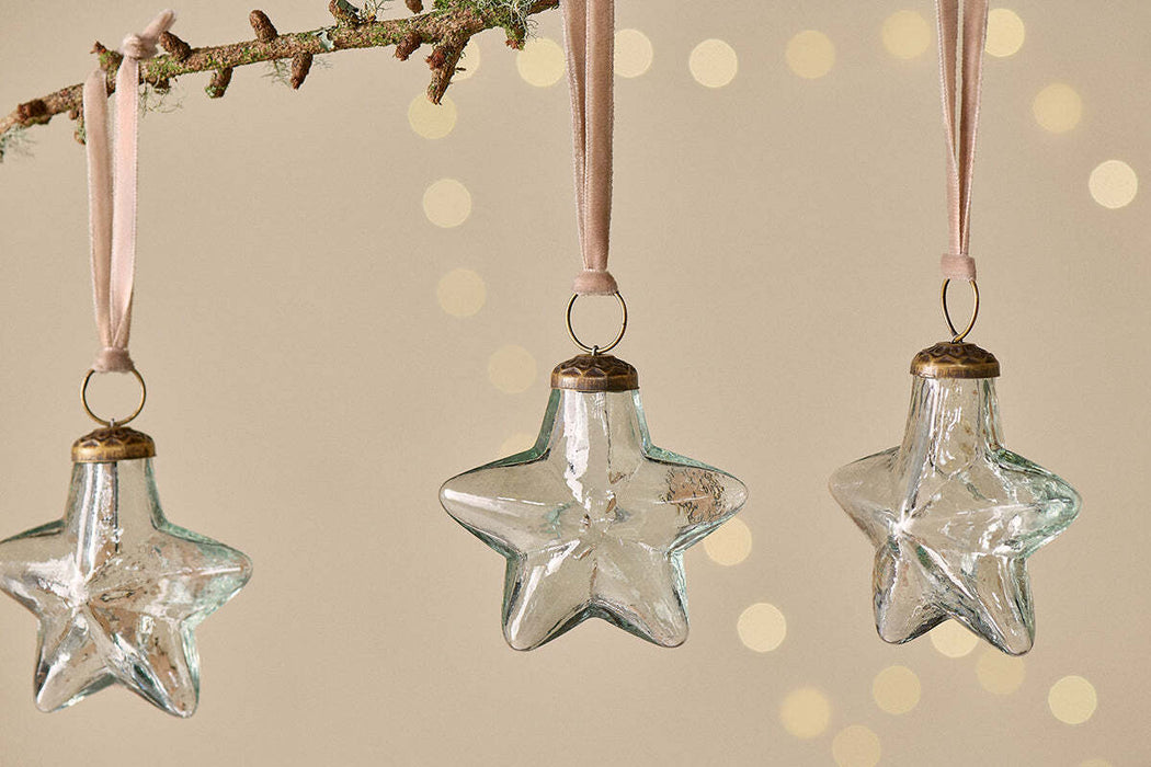 Sardi Star Baubles Clear Set Of 4
