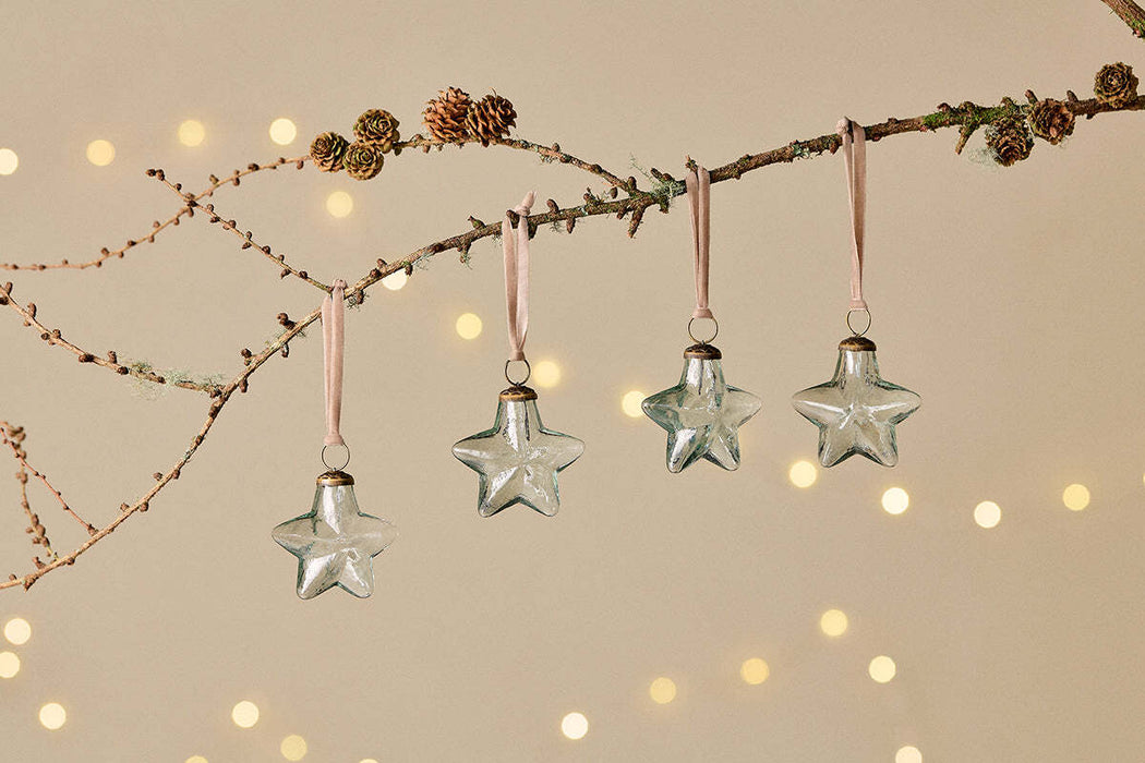 Sardi Star Baubles Clear Set Of 4