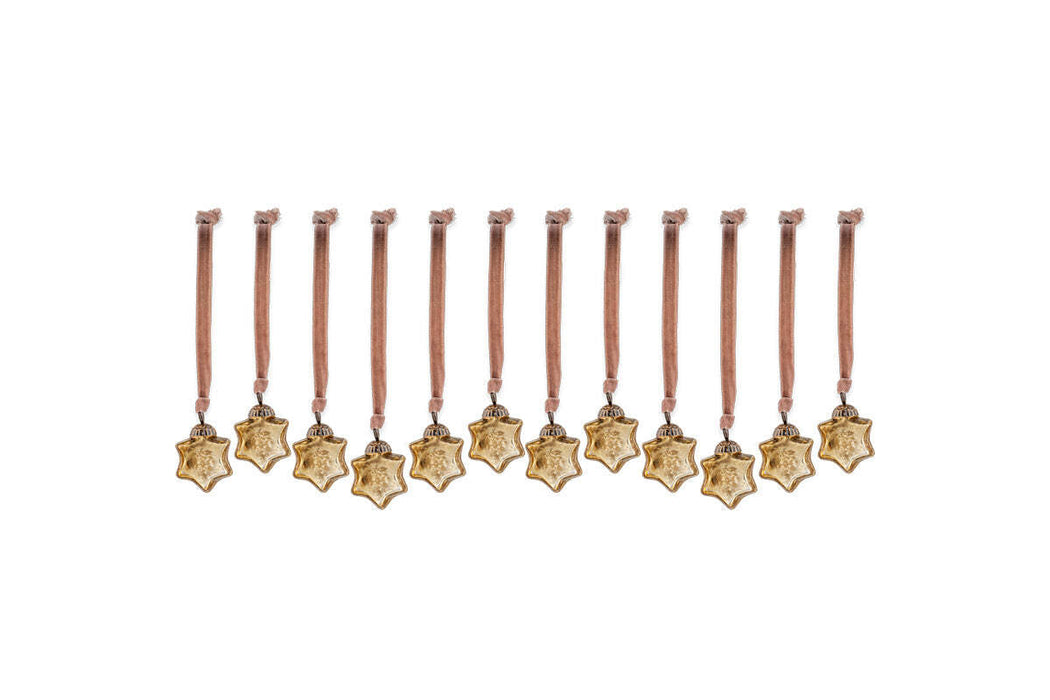Sardi Star Baubles Gold Set Of 12 Sb10Gb