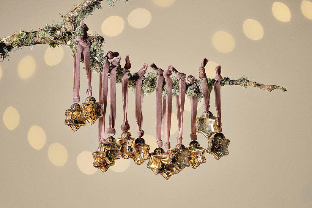 Sardi Star Baubles Gold Set Of 12 Sb10Gb
