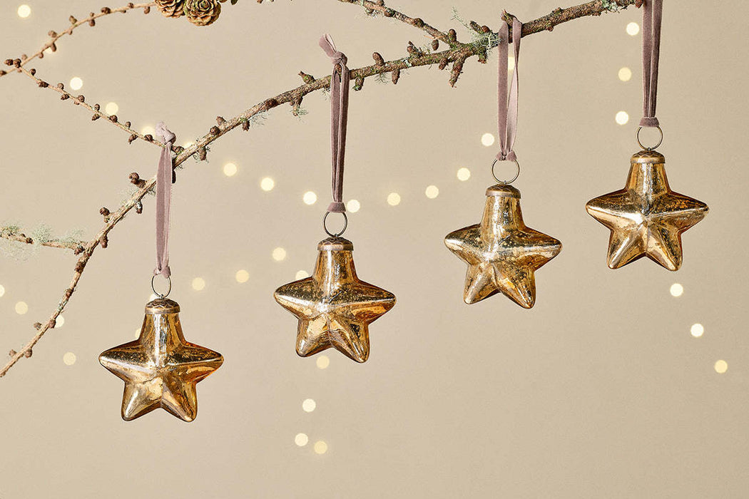 Sardi Star Baubles Gold Set Of 4