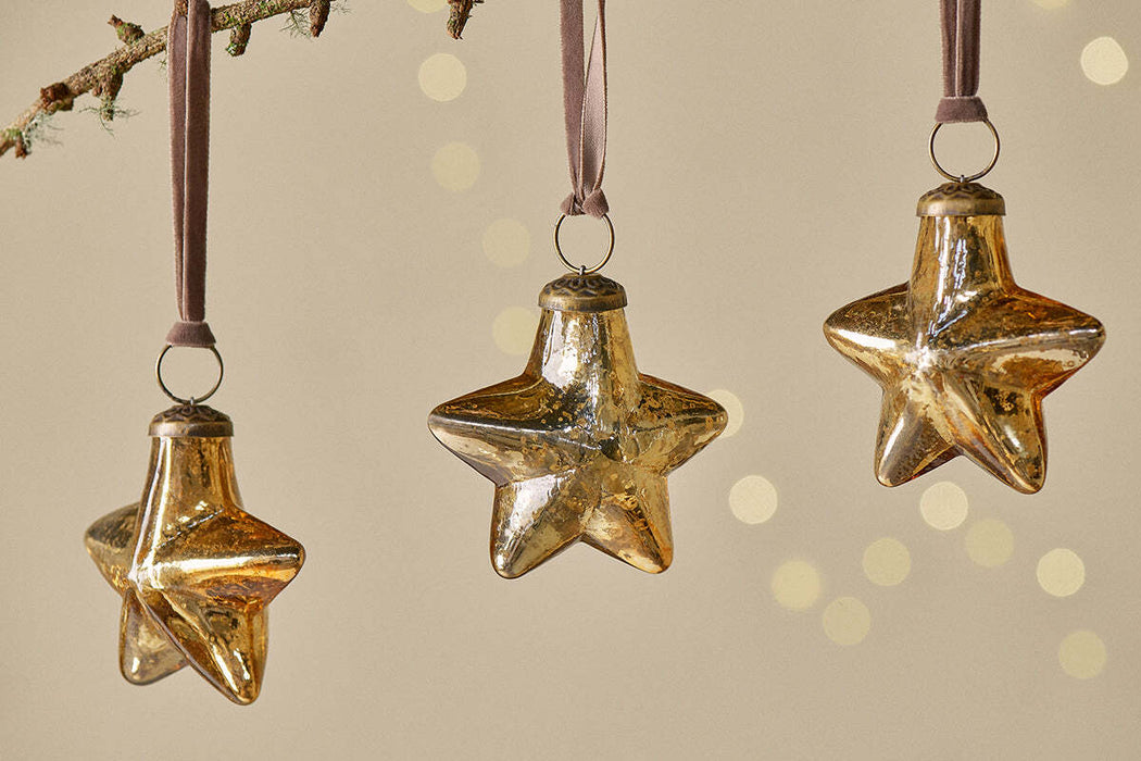 Sardi Star Baubles Gold Set Of 4