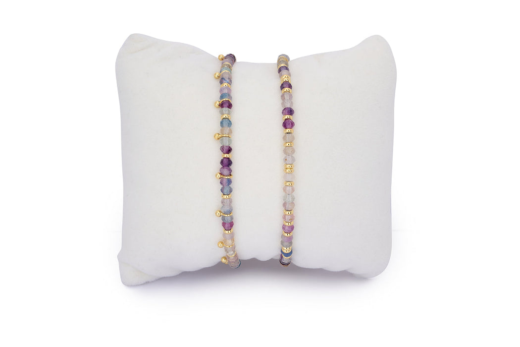 Serenity Rainbow Fluorite Gold Stacking Bracelet