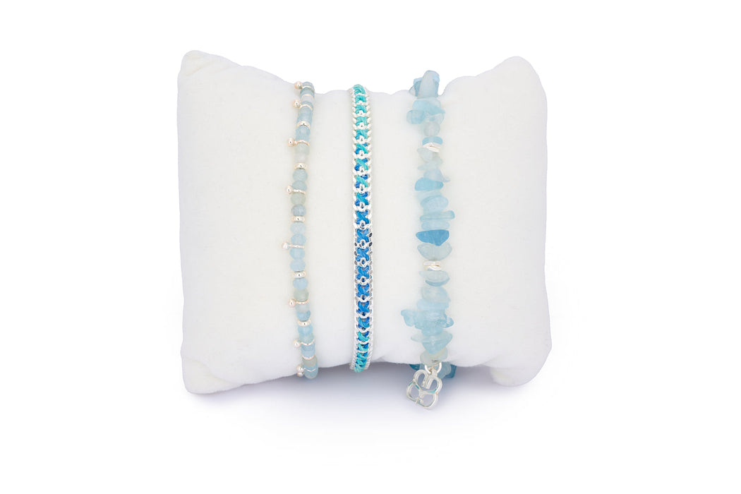 Seychelles Aquamarine & Silver Stacking Bracelet