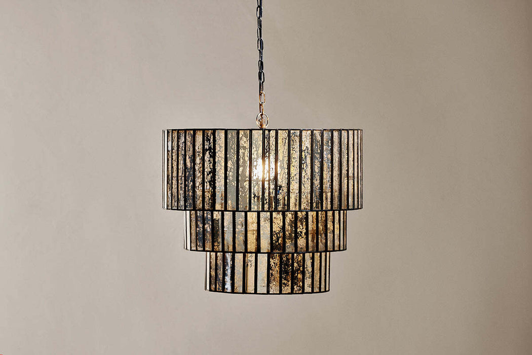 Shanaya Mottled Glass Chandelier Antique Bronze