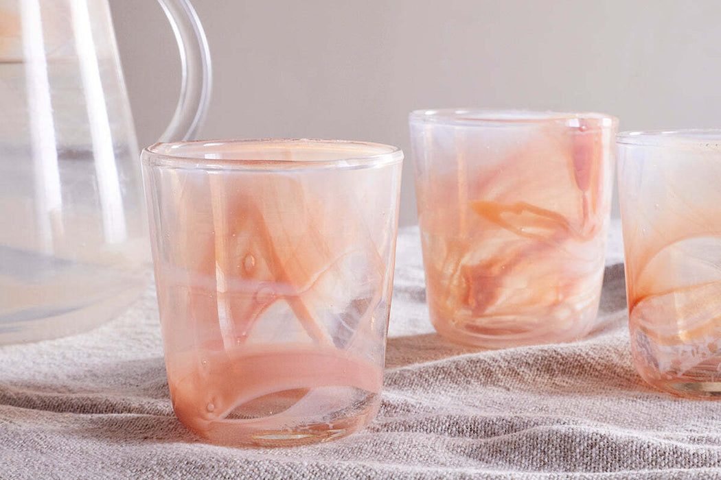 Shirali Marble Swirl Tumbler Apricot Set Of 4