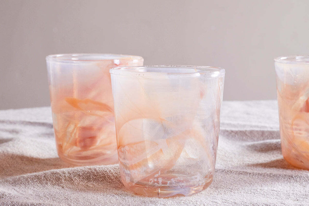 Shirali Marble Swirl Tumbler Apricot Set Of 4