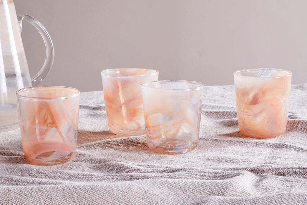 Shirali Marble Swirl Tumbler Apricot Set Of 4