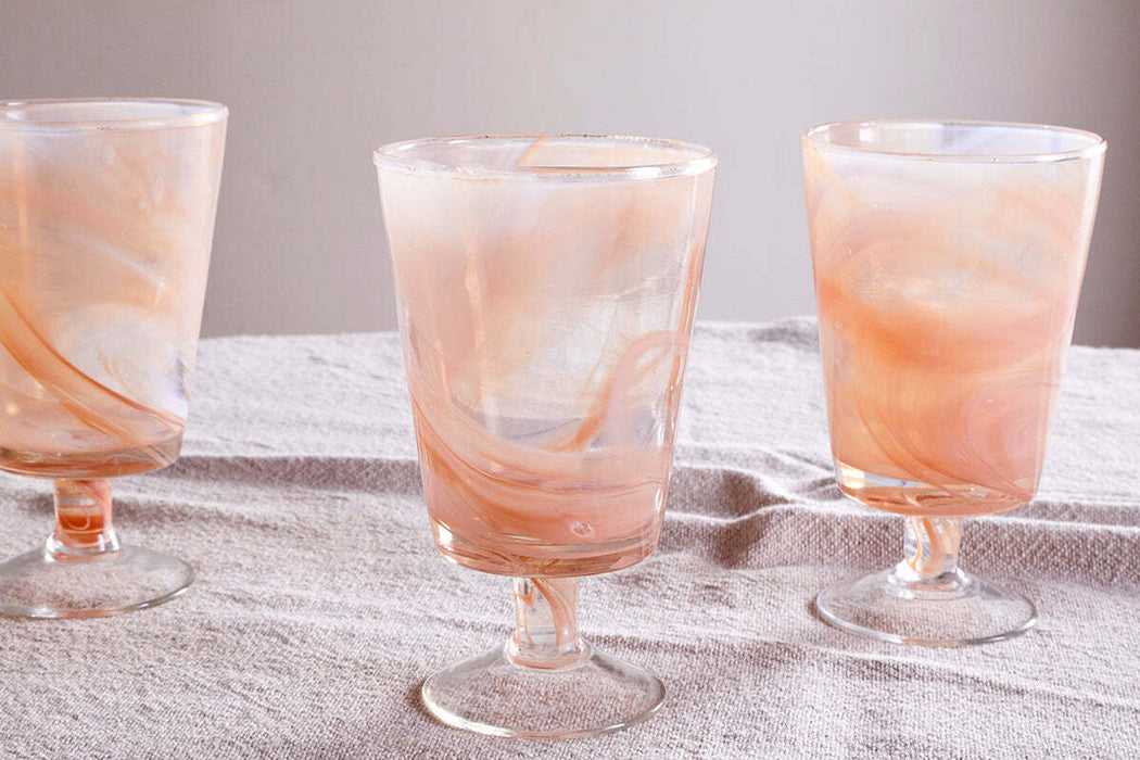 Shirali Marble Swirl Wine Glass Apricot Set Of 4