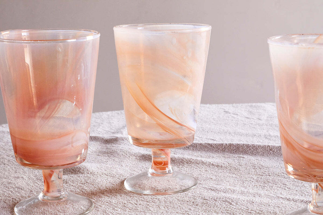 Shirali Marble Swirl Wine Glass Apricot Set Of 4