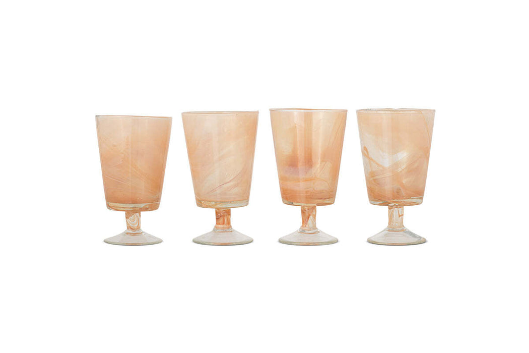 Shirali Marble Swirl Wine Glass Apricot Set Of 4