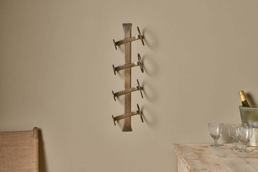 Shray Iron Wine Rack Antique Brass