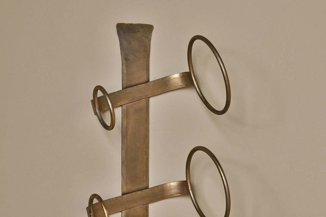 Shray Iron Wine Rack Antique Brass