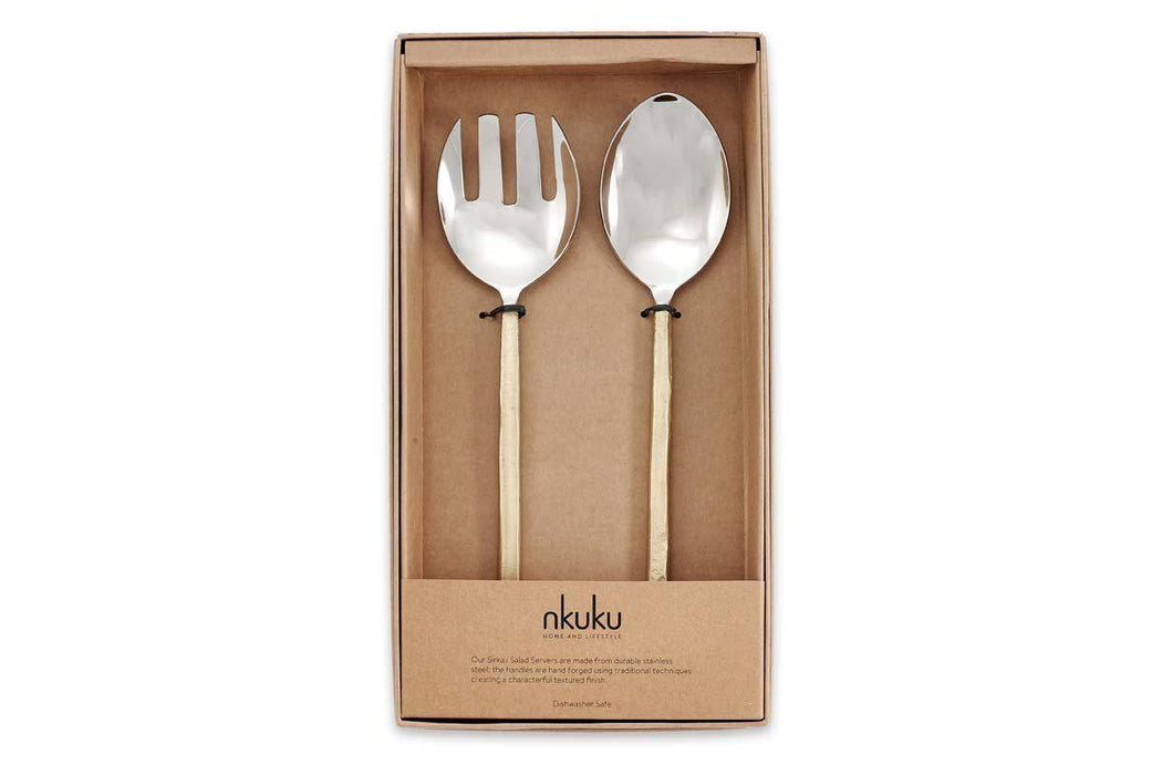 Sirkali Salad Server Set Brushed Gold Set Of 2