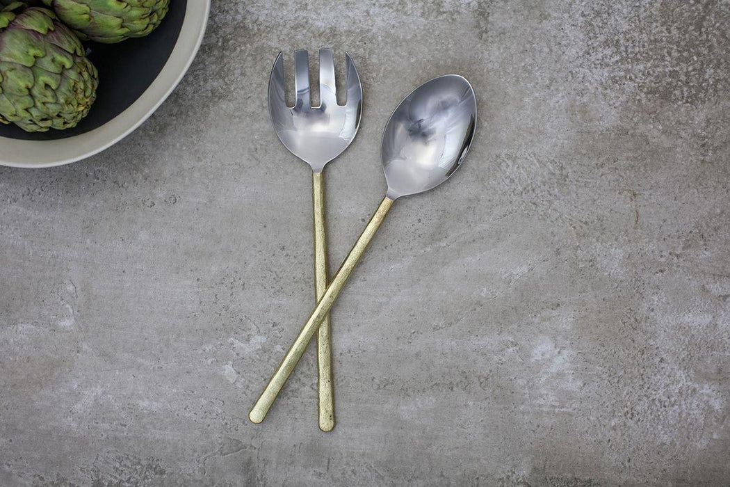 Sirkali Salad Server Set Brushed Gold Set Of 2