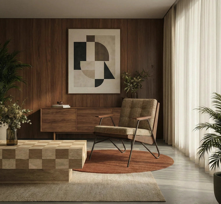 Aspen Accent Chair Speckled Cappuccino Boucle & Walnut