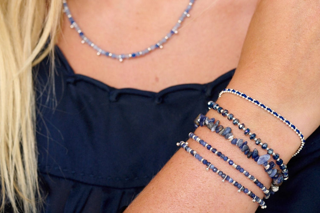 Mystical Silver & Sodalite Beaded Slider Bracelet