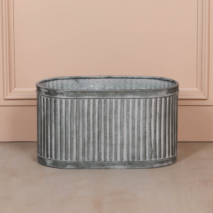 Ribbed Metal Planter - Medium