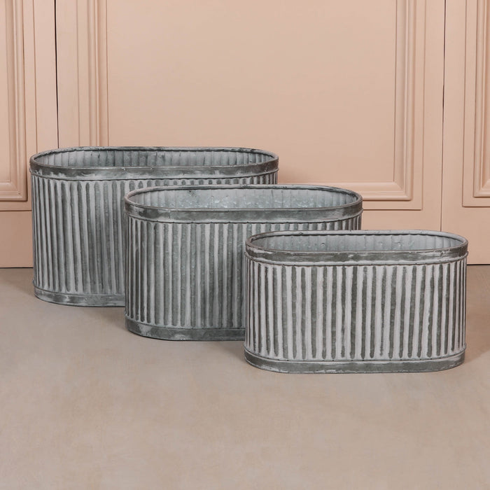Ribbed Metal Planter - Small
