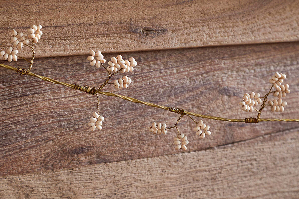 Tanu Mango Wood Beaded Garland Brass Natural