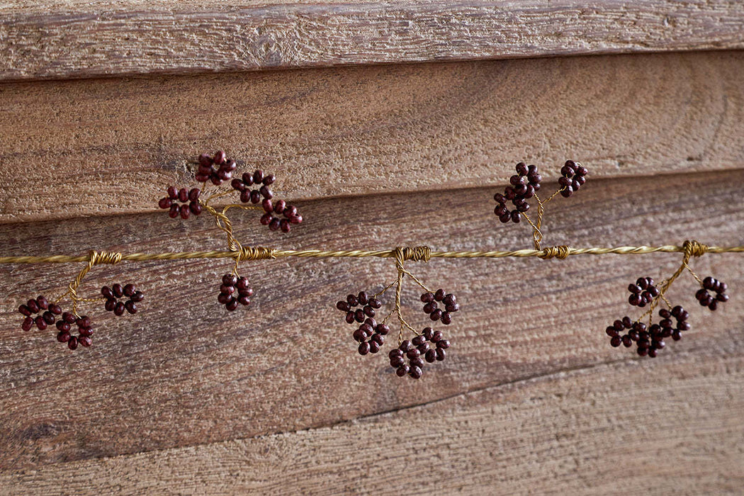 Tanu Mango Wood Beaded Garland Brass Ruby