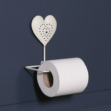 Cream Heart Toilet Roll Holder