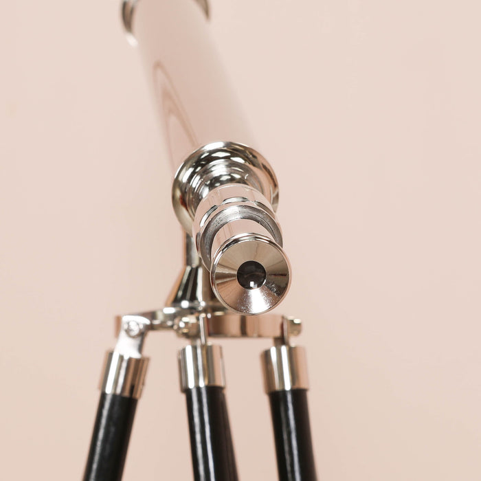Nickel Telescope on Black Wooden Stand