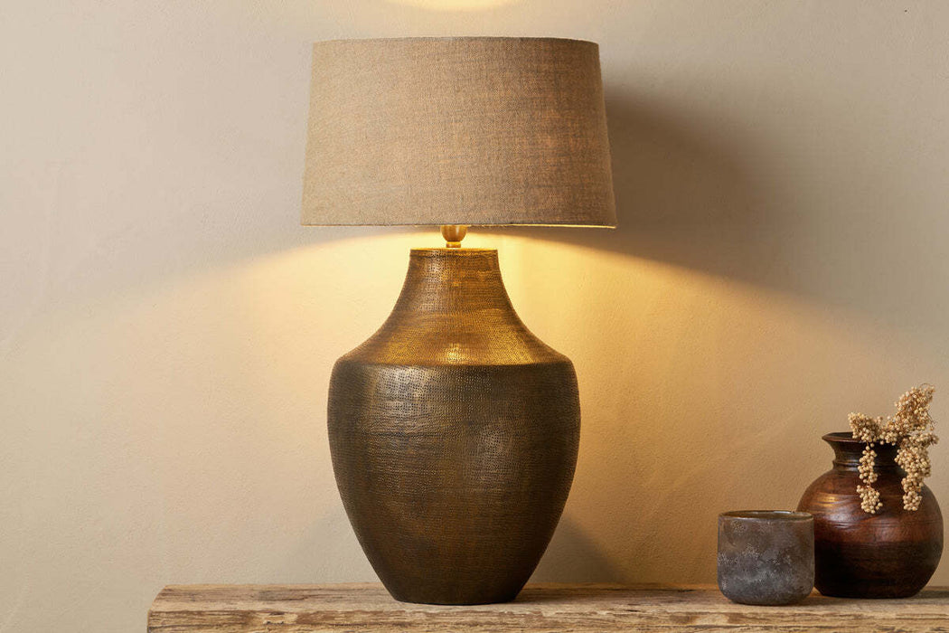 Tanda Etched Statement Table Lamp Antique Brass Extra Large