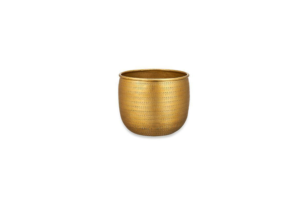 Tembesi Etched Planter Antique Brass