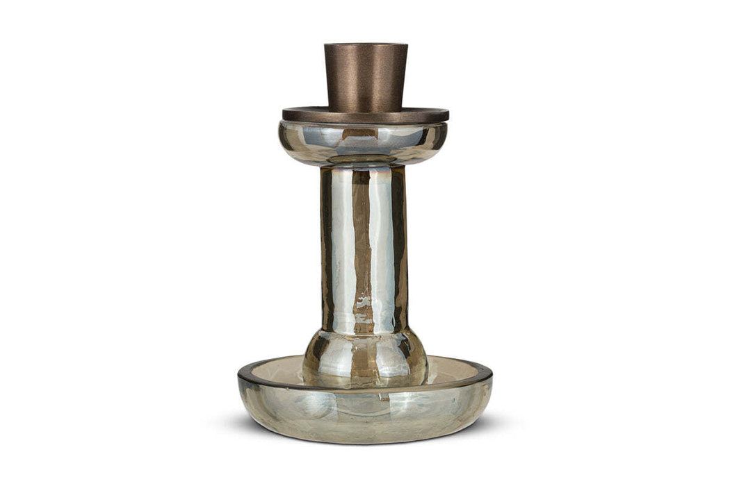 Tharad Recycled Glass Candle Holder Smoke Lustre