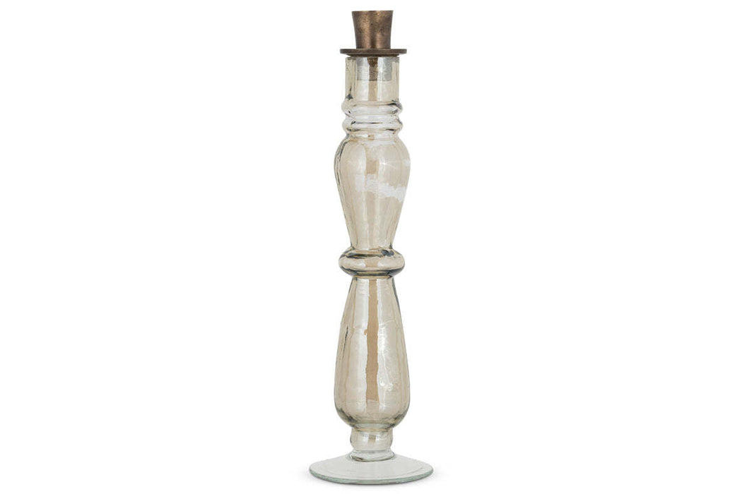 Tharad Recycled Glass Candle Holder Smoke Lustre