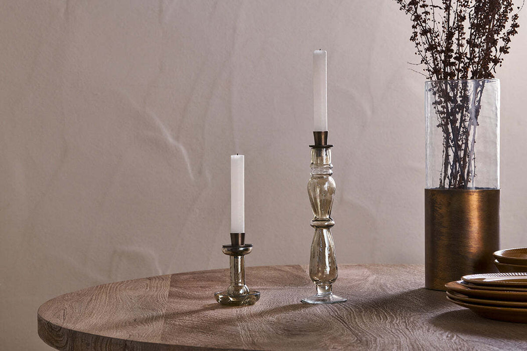 Tharad Recycled Glass Candle Holder Smoke Lustre