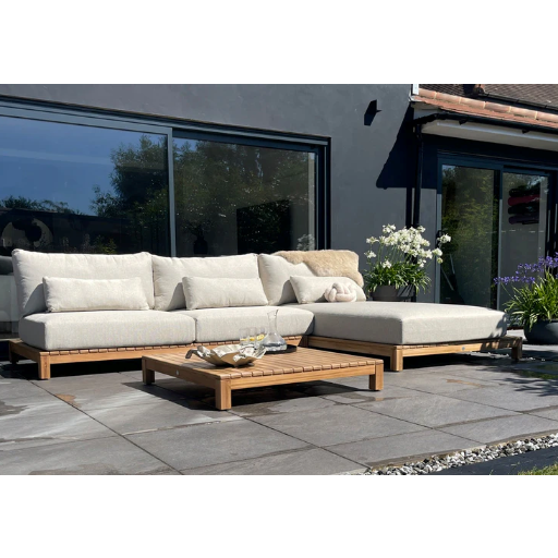 The Portofino Low-Profile Teak Chaise Sofa Set