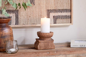 Thoko Reclaimed Square Candlestick - Dark Stain