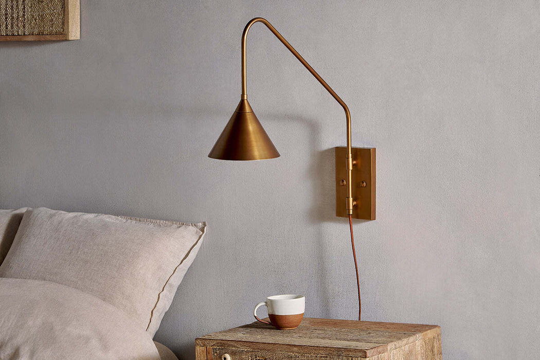 Thottam Swing Arm Wall Lamp Antique Brass