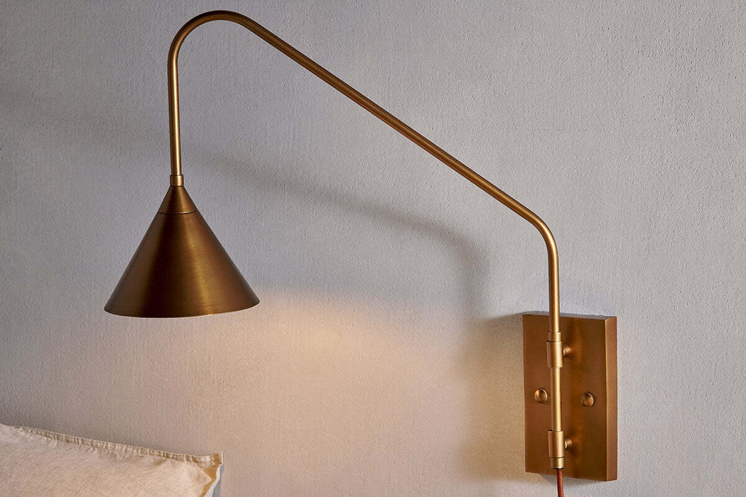 Thottam Swing Arm Wall Lamp Antique Brass