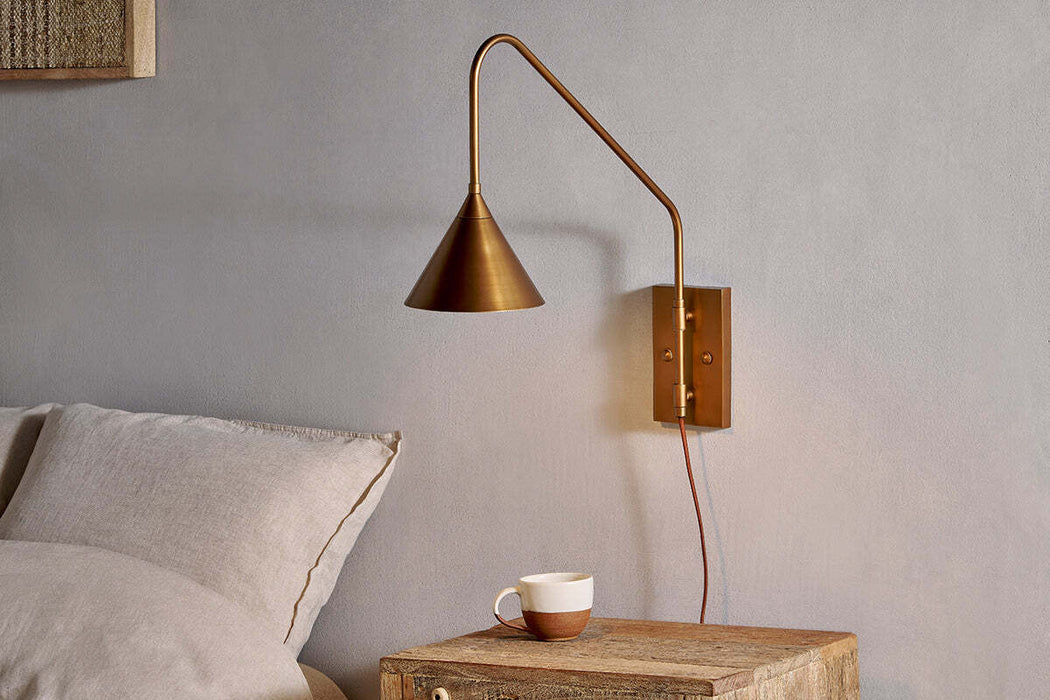 Thottam Swing Arm Wall Lamp Antique Brass