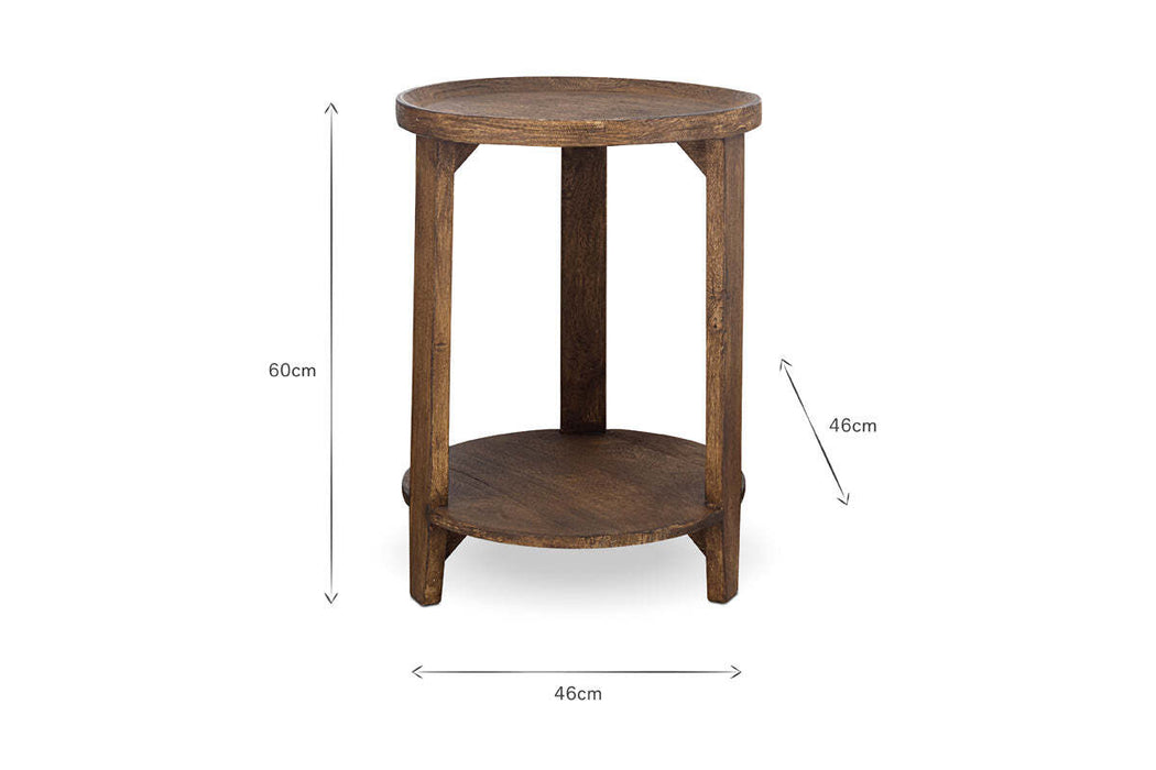 Triveni Mango Wood Side Table - Walnut Stain