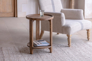 Triveni Mango Wood Side Table - Walnut Stain