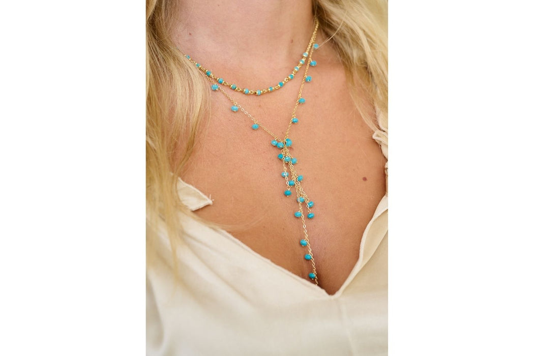 Ivy Turquoise Gemstone Beaded Lariat Necklace