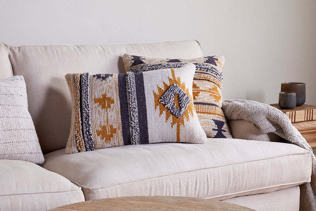 Tussi Sia Cushion Cover - Mustard & Grey