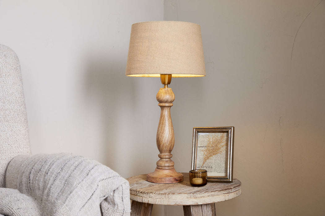Usha Classic Wooden Table Lamp Natural