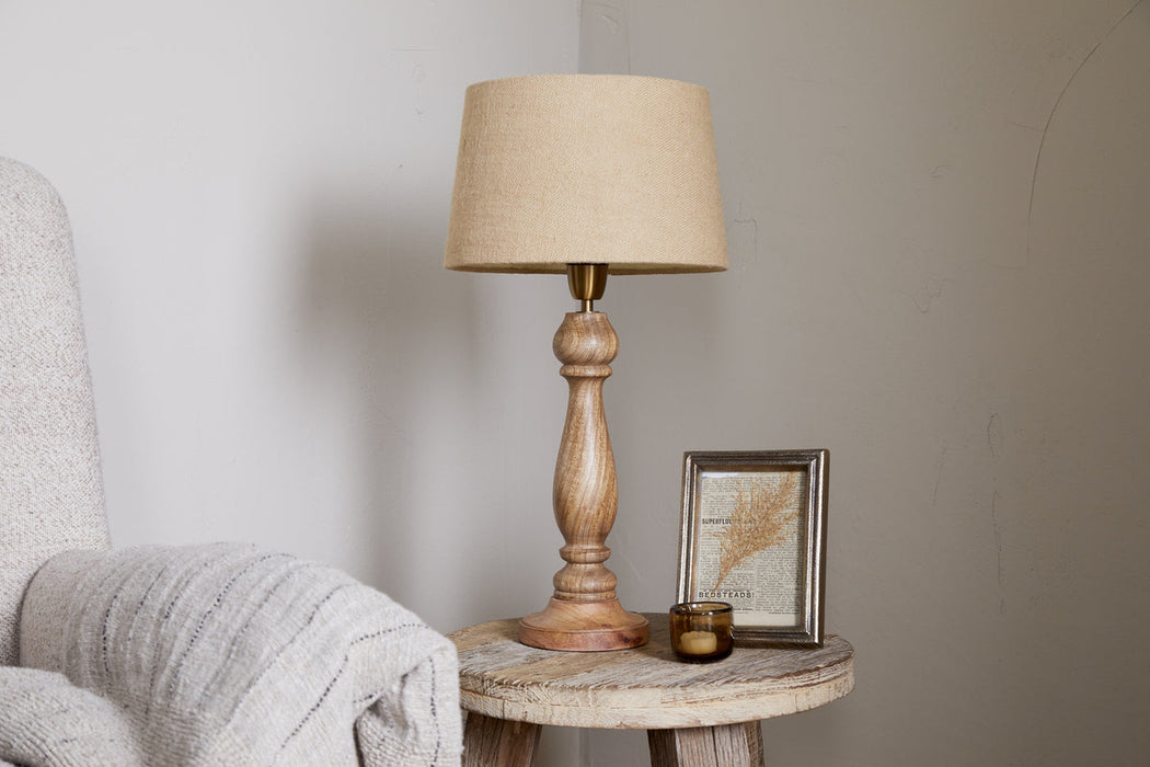 Usha Classic Wooden Table Lamp Natural