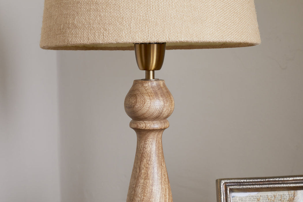 Usha Classic Wooden Table Lamp Natural