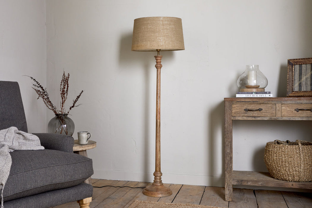 Usha Classic Wooden Floor Lamp Natural