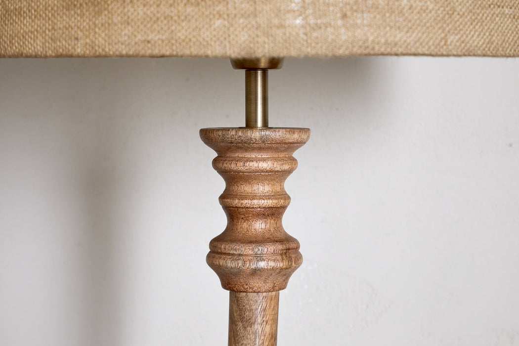 Usha Classic Wooden Floor Lamp Natural