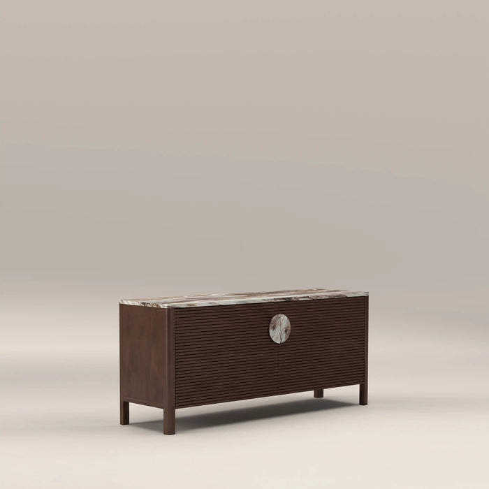 Tana 2 Door TV Stand French Riviera Honed Marble & Walnut