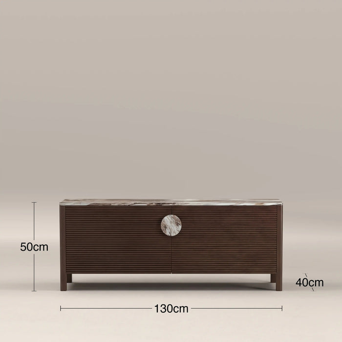 Tana 2 Door TV Stand French Riviera Honed Marble & Walnut